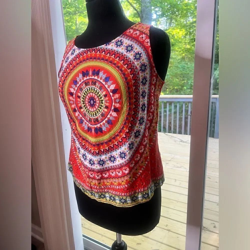 Renee C Orange Print Top - Picture 3 of 6
